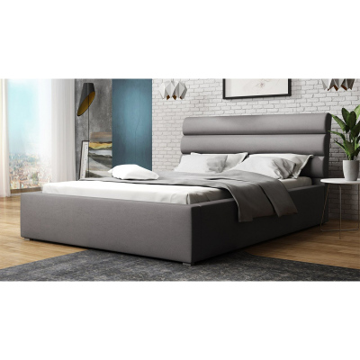 Manželská čalouněná postel s roštem 160x200 BORZOW - šedá 2