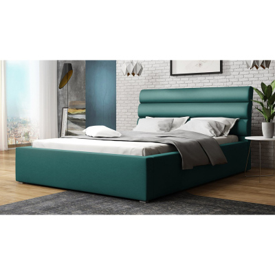 Manželská postel s úložným prostorem a roštem 140x200 BORZOW - modrá