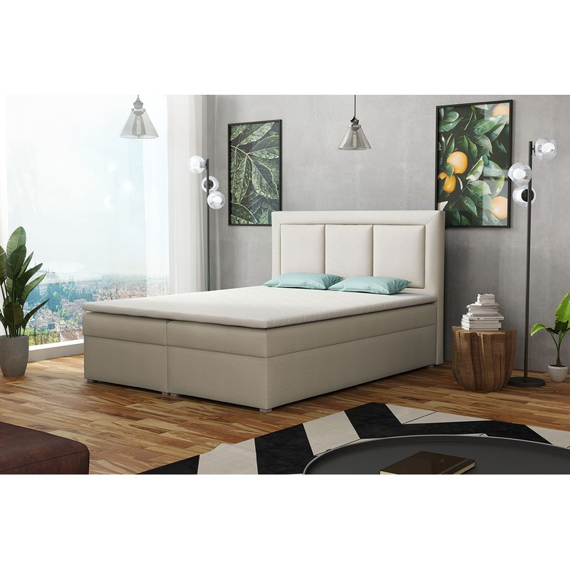 Manželská kontinentální postel 160x200 GOSTORF 1 - krémová + topper ZDARMA