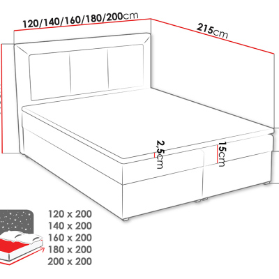 Manželská kontinentální postel 160x200 GOSTORF 1 - béžová  + topper ZDARMA
