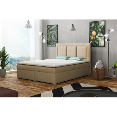 Manželská kontinentální postel 180x200 GOSTORF 1 - béžová + topper ZDARMA