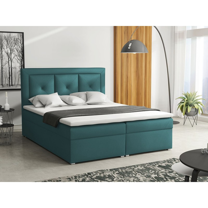 Manželská kontinentální postel 160x200 GOSTORF 2 - modrá  + topper ZDARMA