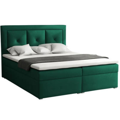 Manželská kontinentální postel 140x200 GOSTORF 2 - zelená + topper ZDARMA
