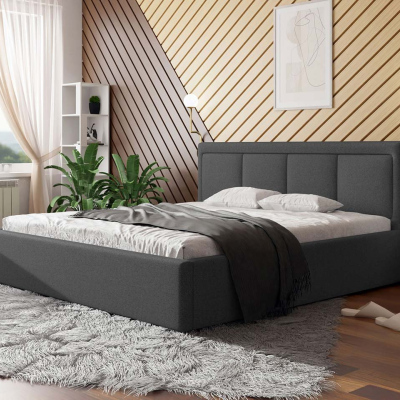 Manželská postel s úložným prostorem a roštem 200x200 GOSTORF 3 - tmavá šedá