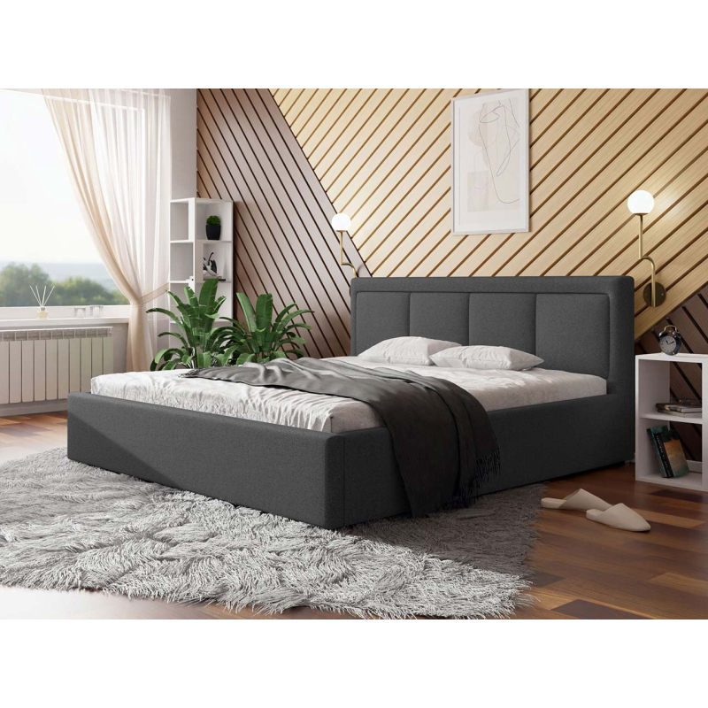 Manželská postel s úložným prostorem a roštem 180x200 GOSTORF 3 - tmavá šedá