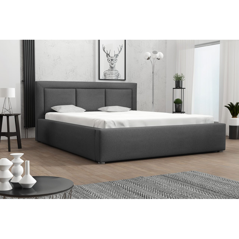 Manželská postel s úložným prostorem a roštem 140x200 GOSTORF 3 - tmavá šedá