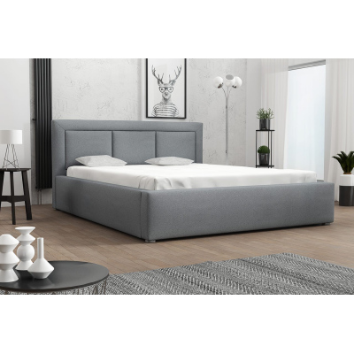Manželská postel s úložným prostorem a roštem 140x200 GOSTORF 3 - světlá šedá
