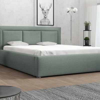 Manželská postel s úložným prostorem a roštem 140x200 GOSTORF 3 - světlá modrá