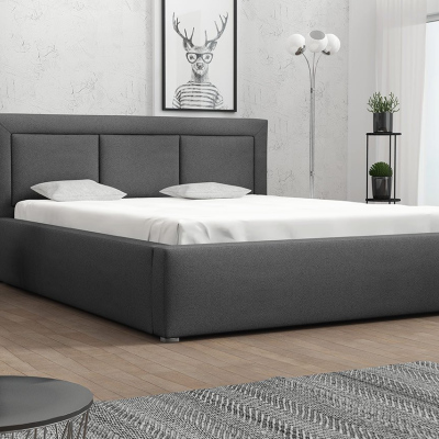 Jednolůžková postel s úložným prostorem a roštem 120x200 GOSTORF 3 - tmavá šedá