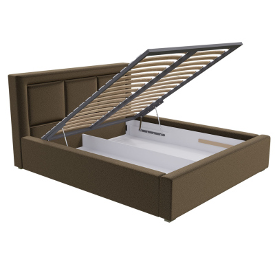 Manželská postel s úložným prostorem a roštem 200x200 GOSTORF 3 - světlá šedá