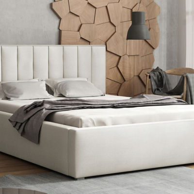 Manželská postel s úložným prostorem a roštem 200x200 TARNEWITZ 2 - krémová