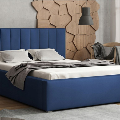 Manželská postel s úložným prostorem a roštem 200x200 TARNEWITZ 2 - tmavá modrá