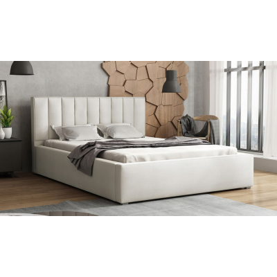 Manželská postel s úložným prostorem a roštem 180x200 TARNEWITZ 2 - krémová