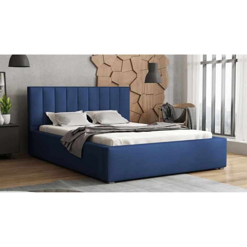 Manželská postel s úložným prostorem a roštem 160x200 TARNEWITZ 2 - tmavá modrá
