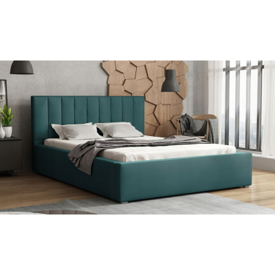 Manželská postel s úložným prostorem a roštem 160x200 TARNEWITZ 2 - modrá