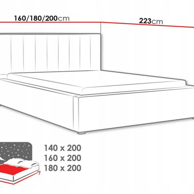 Manželská postel s úložným prostorem a roštem 180x200 TARNEWITZ 2 - šedá 1