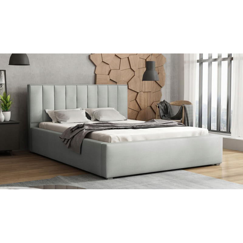Manželská postel s úložným prostorem a roštem 140x200 TARNEWITZ 2 - světlá šedá