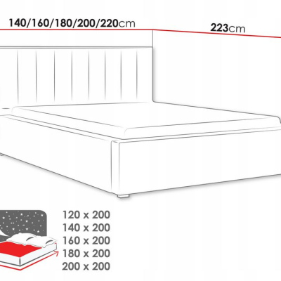 Manželská postel s úložným prostorem a roštem 140x200 TARNEWITZ 2 - šedá 2