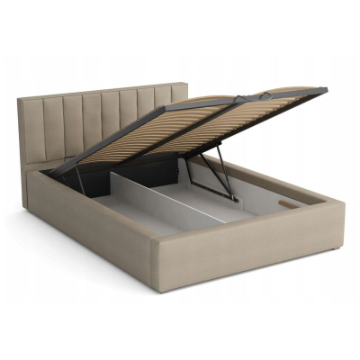 Jednolůžková postel s úložným prostorem a roštem 120x200 TARNEWITZ 2 - béžová