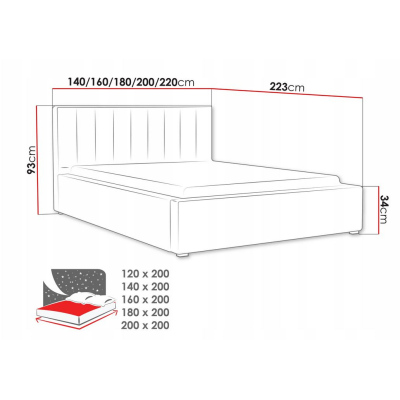 Manželská postel s roštem 200x200 TARNEWITZ 2 - černá