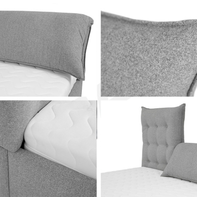 Čalouněná postel s vysokým čelem a úložným prostorem 180x200 DASSOW - tmavá šedá