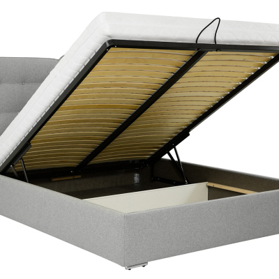 Čalouněná postel s vysokým čelem a úložným prostorem 180x200 DASSOW - šedá