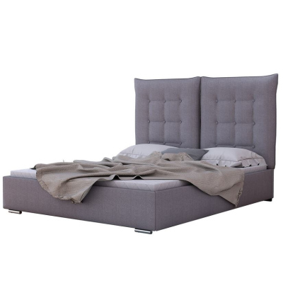 Čalouněná postel s vysokým čelem a úložným prostorem 140x200 DASSOW - hnědá