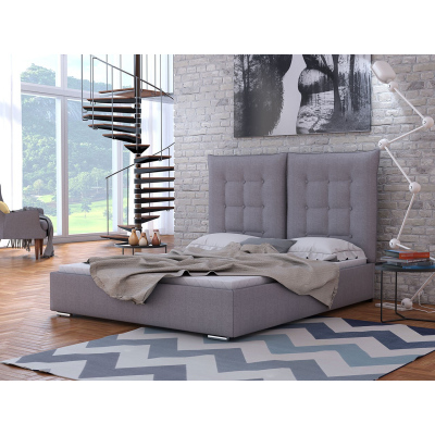 Čalouněná postel se sklápěcím čelem s roštem 140x200 DASSOW - šedá