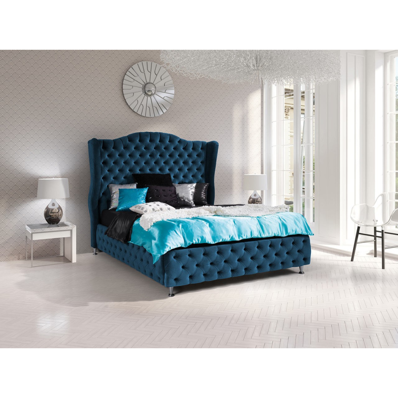 Čalouněná manželská postel 160x200 PLON - modrá