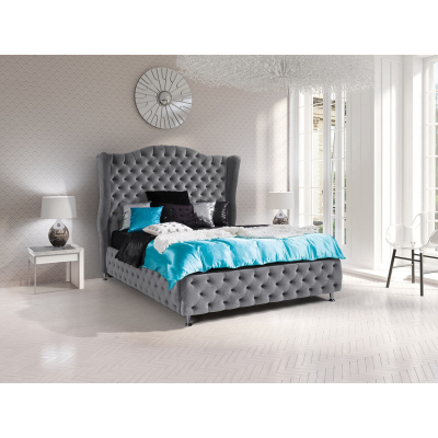 Čalouněná manželská postel 160x200 PLON - světlá šedá