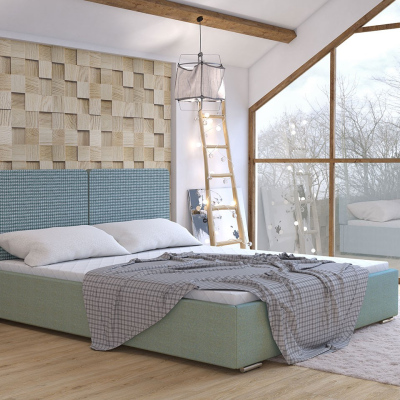 Čalouněná manželská postel s úložným prostorem 160x200 WILSTER - šedá / zelená