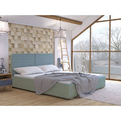 Čalouněná manželská postel s úložným prostorem 160x200 WILSTER - šedá / zelená