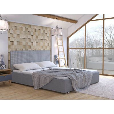 Čalouněná manželská postel s úložným prostorem 160x200 WILSTER - šedá / modrá