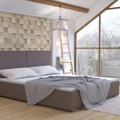Čalouněná manželská postel s úložným prostorem 140x200 WILSTER - hnědá