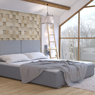 Čalouněná manželská postel s roštem 160x200 WILSTER - šedá / modrá