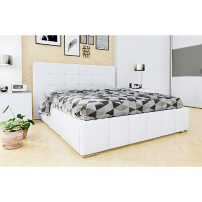 Manželská postel s úložným prostorem a roštem 180x200 MELDORF - bílá ekokůže