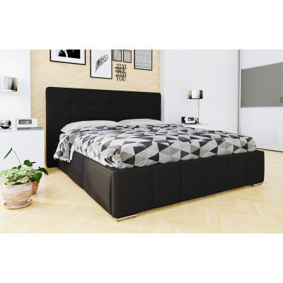Manželská postel s úložným prostorem a roštem 180x200 MELDORF - černá ekokůže