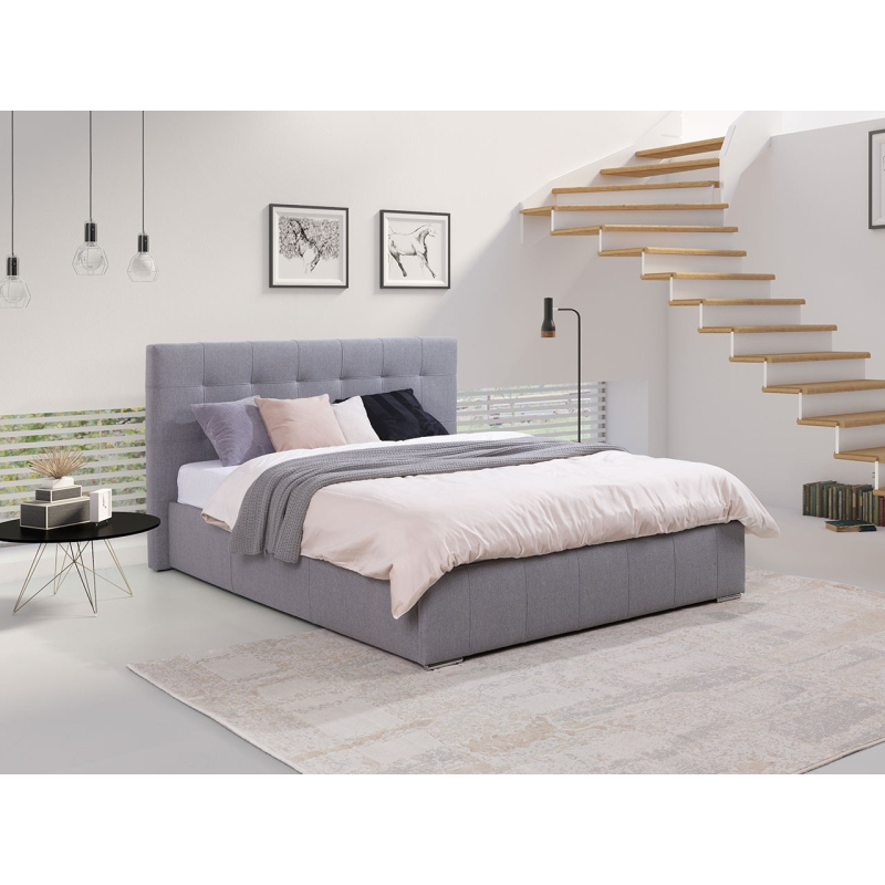 Manželská postel s úložným prostorem a roštem 180x200 MELDORF - světlá šedá