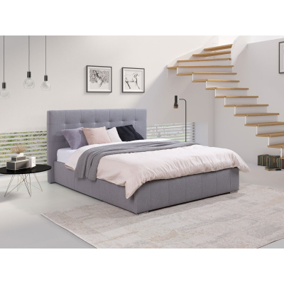 Manželská postel s úložným prostorem a roštem 160x200 MELDORF - světlá šedá