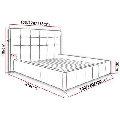 Manželská postel s úložným prostorem a roštem 180x200 MELDORF - bílá ekokůže