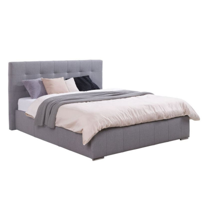 Manželská postel s úložným prostorem a roštem 160x200 MELDORF - šedá ekokůže