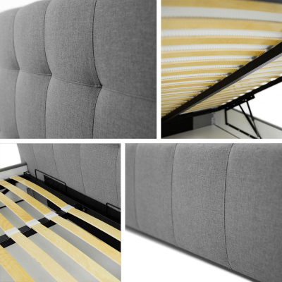 Manželská postel s úložným prostorem a roštem 140x200 MELDORF - světlá šedá