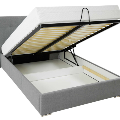 Manželská postel s úložným prostorem a roštem 160x200 MELDORF - světlá šedá