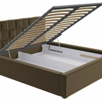 Manželská postel s úložným prostorem a roštem 140x200 WARNOW 2 - světlá šedá