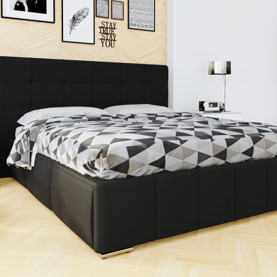 Manželská postel s roštem 160x200 MELDORF - černá ekokůže
