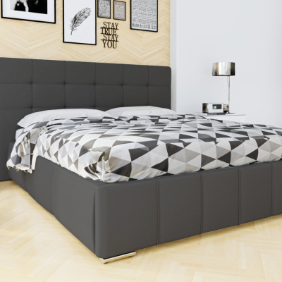 Manželská postel s roštem 140x200 MELDORF - šedá ekokůže