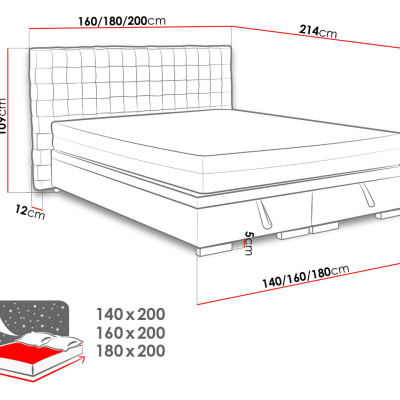 Kontinentální manželská postel 140x200 EUTIN 2 - šedá