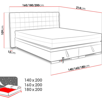 Kontinentální manželská postel 180x200 EUTIN 1 - šedá