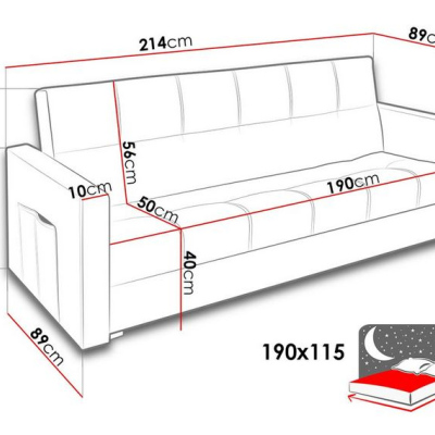Trojmístná pohovka TIELEN - tmavá šedá