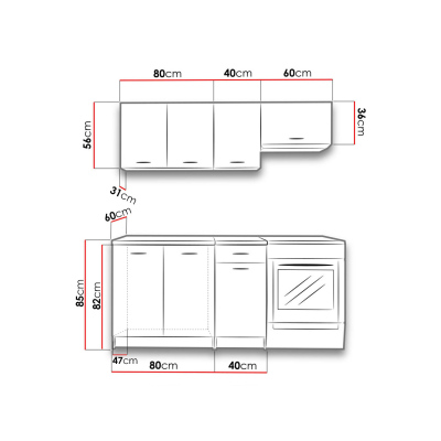 Kuchyňská linka s LED osvětlením 120/180 cm MILLA - dub sonoma / béžová